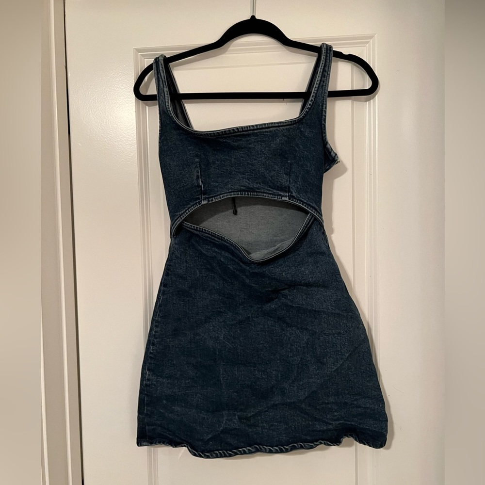 Zara Blue Denim Cut Out Mini Dress